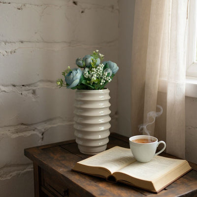 Strata Gloss Vases – Crimson & Cloud Duo