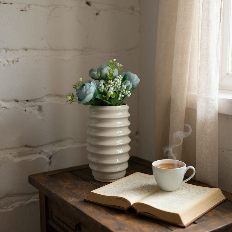 Strata Gloss Vases – Crimson & Cloud Duo