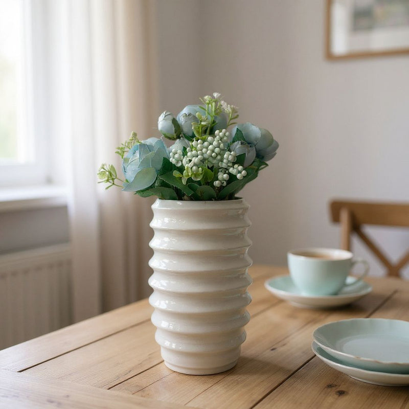 Strata Gloss Vases – Crimson & Cloud Duo