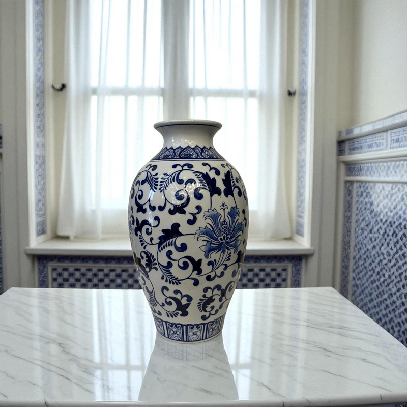 Imperial Legacy Classic Blue & White Porcelain Vase Pair