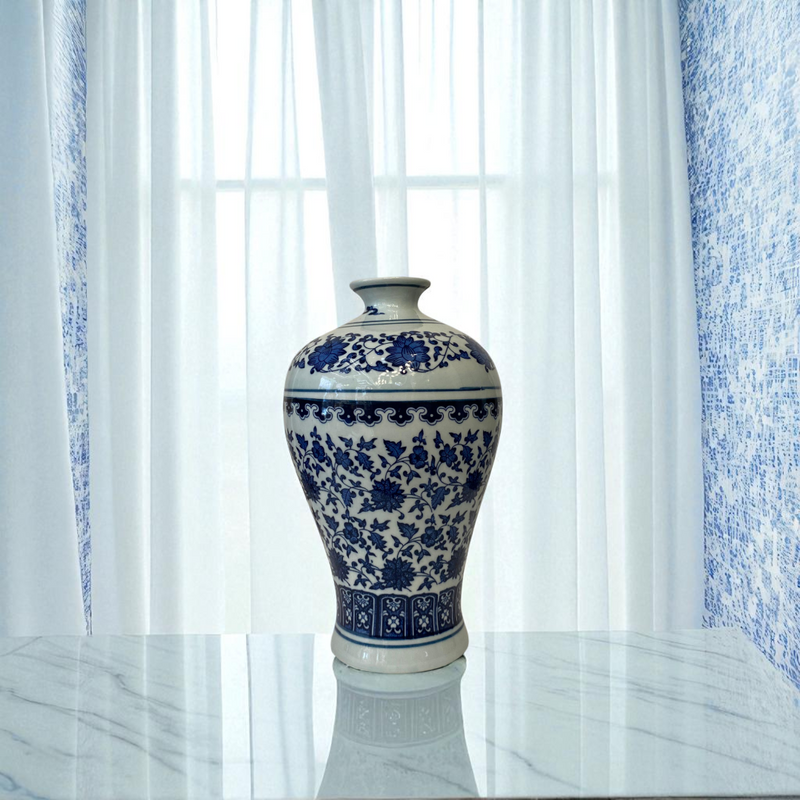 Trio of Blue & White Porcelain Vases