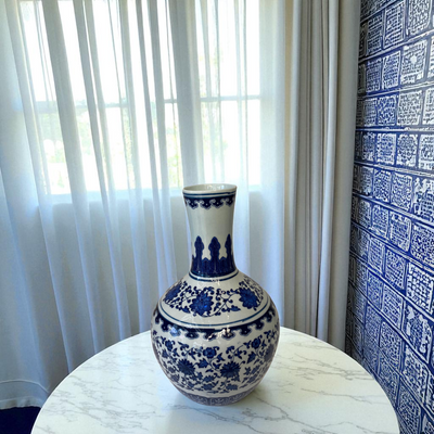 Trio of Blue & White Porcelain Vases