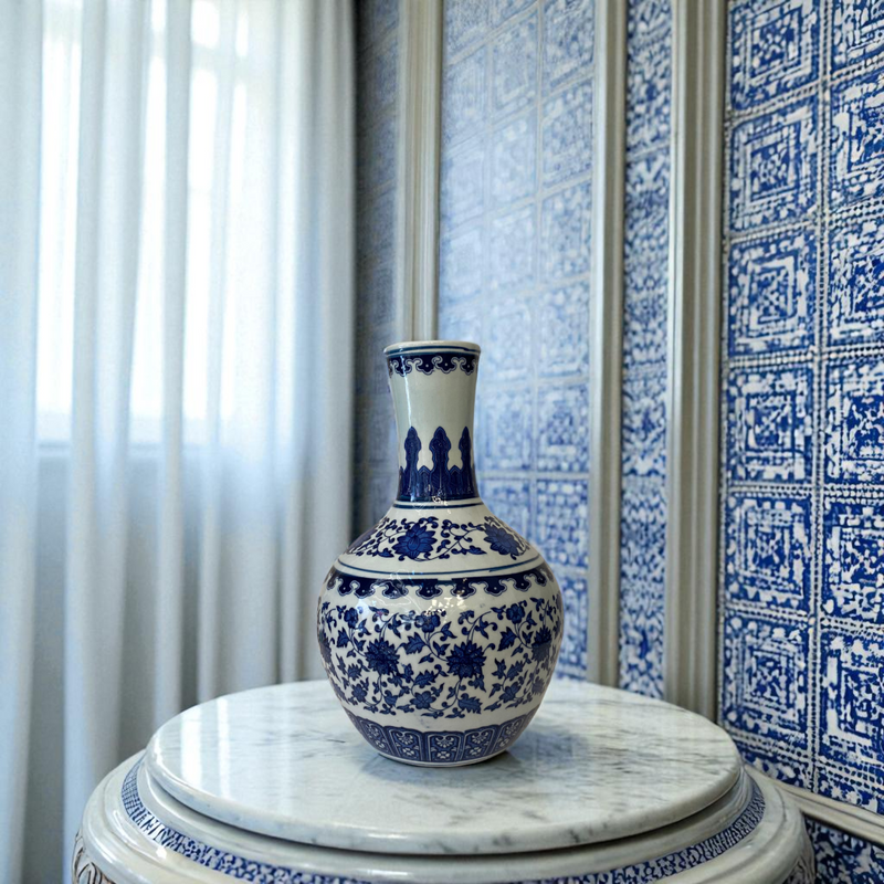Trio of Blue & White Porcelain Vases