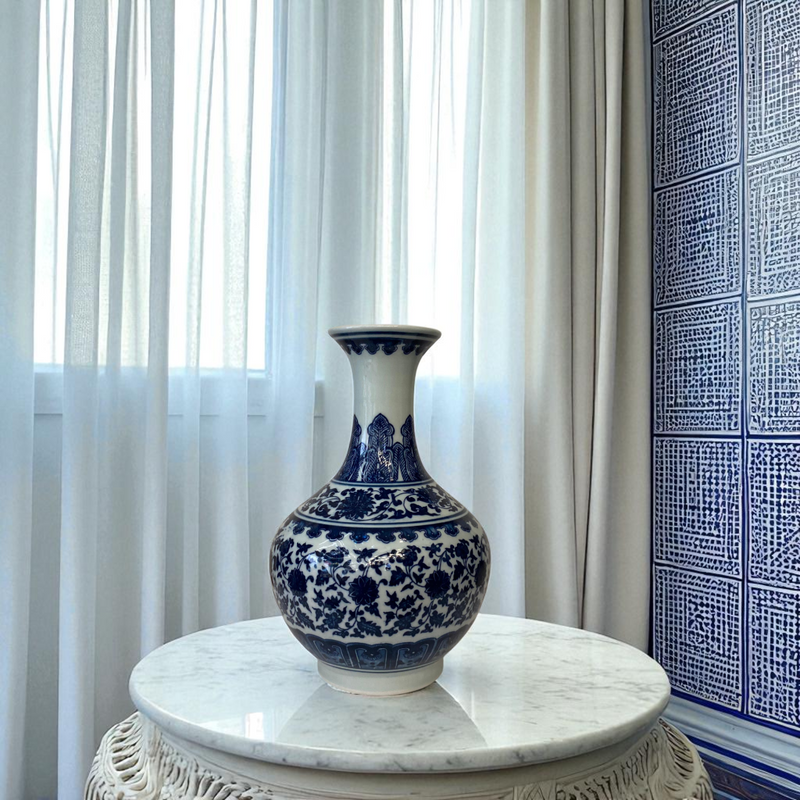 Trio of Blue & White Porcelain Vases