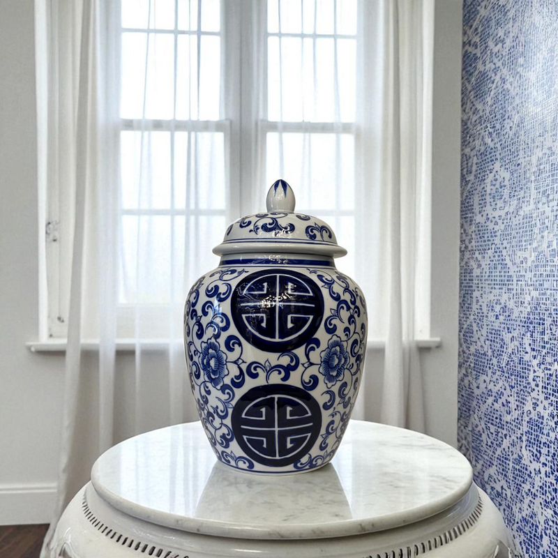 Blue & White Porcelain Lidded Modern Candy  Jars