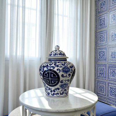 Blue & White Porcelain Lidded Modern Candy  Jars