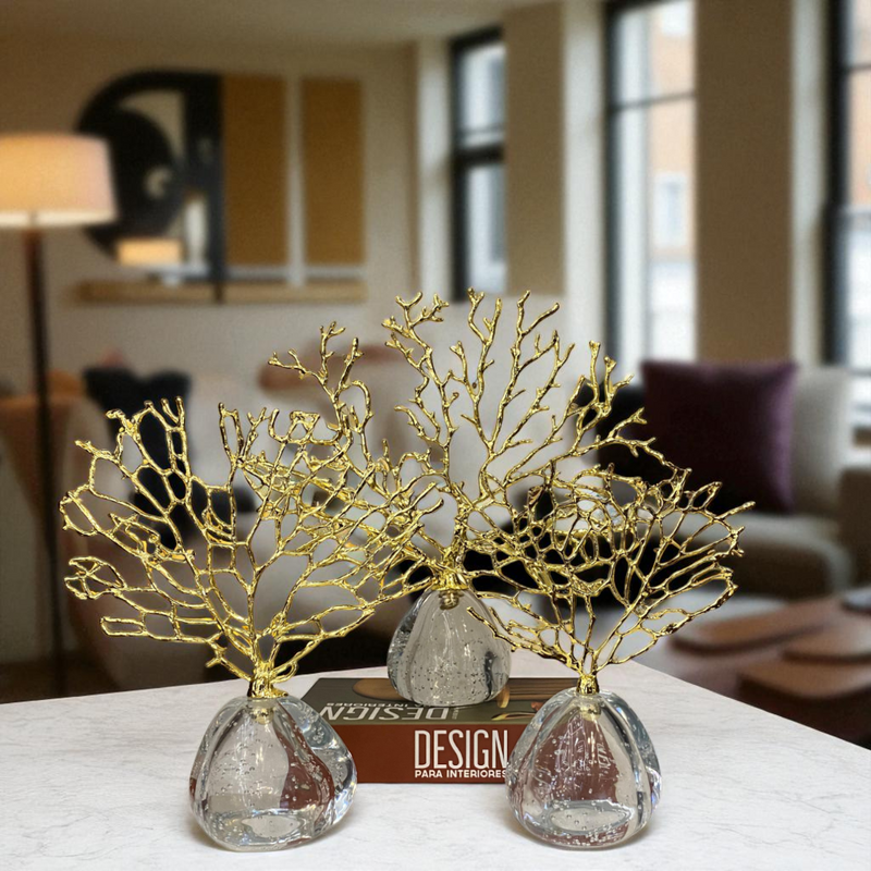 Golden Coral Crystal and Metallic  Sculptures