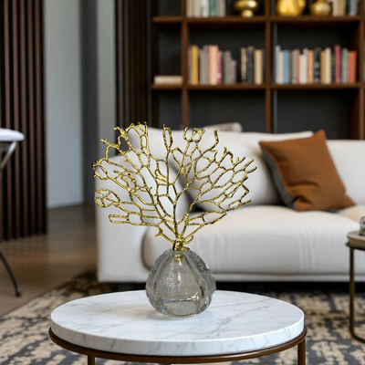 Golden Coral Crystal and Metallic  Sculptures