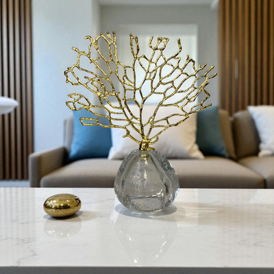 Golden Coral Crystal and Metallic  Sculptures
