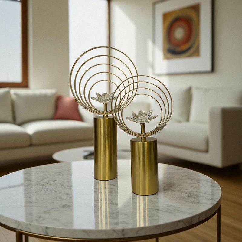 Brass Gold Circular Orb Sculptures