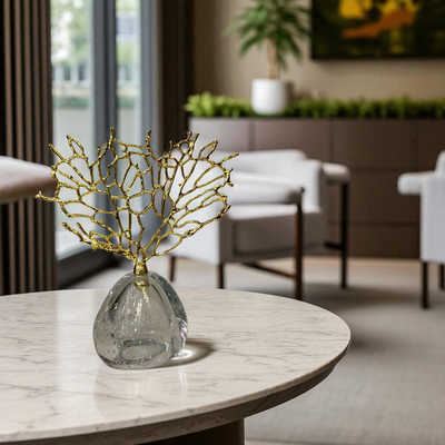 Golden Coral Crystal and Metallic  Sculptures