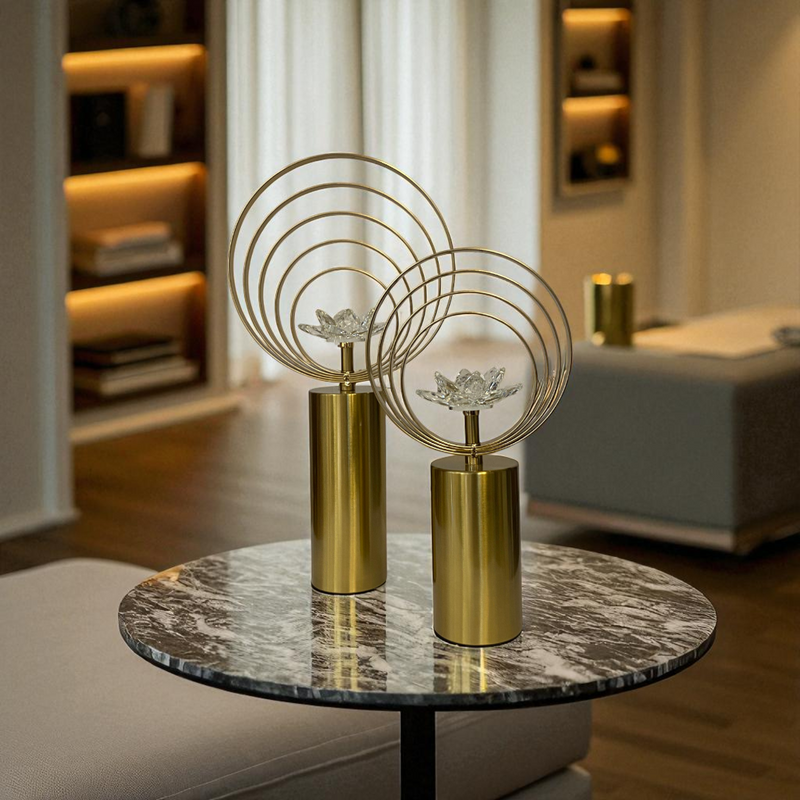 Brass Gold Circular Orb Sculptures