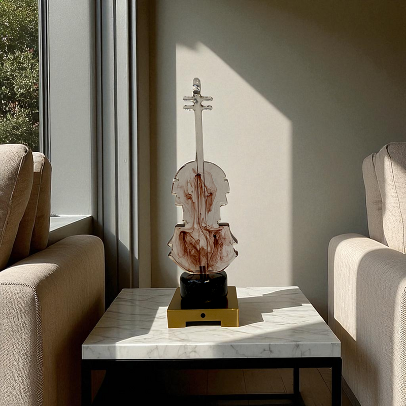 Violin Sculpture on Brass Gold Base