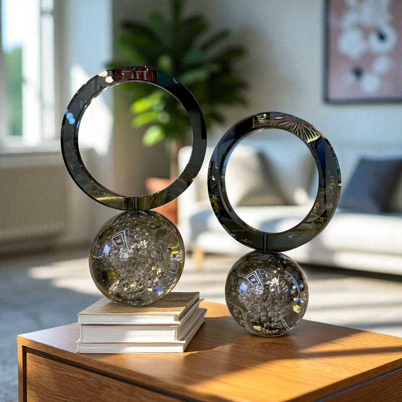 Modern Crystal Sphere with Circle Decor