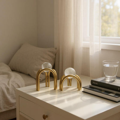 Golden Arch Crystal Orb Sculptures
