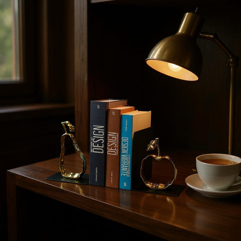 Golden Abstract Metallic Bookends