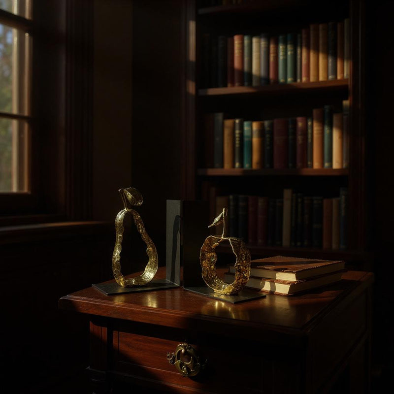 Golden Abstract Metallic Bookends