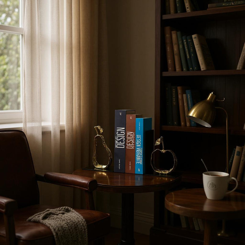 Golden Abstract Metallic Bookends
