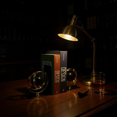 Golden Orbital Bookends Pair