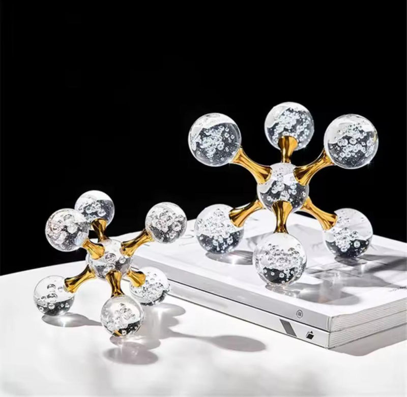 Golden Crystal Molecule Sculptures