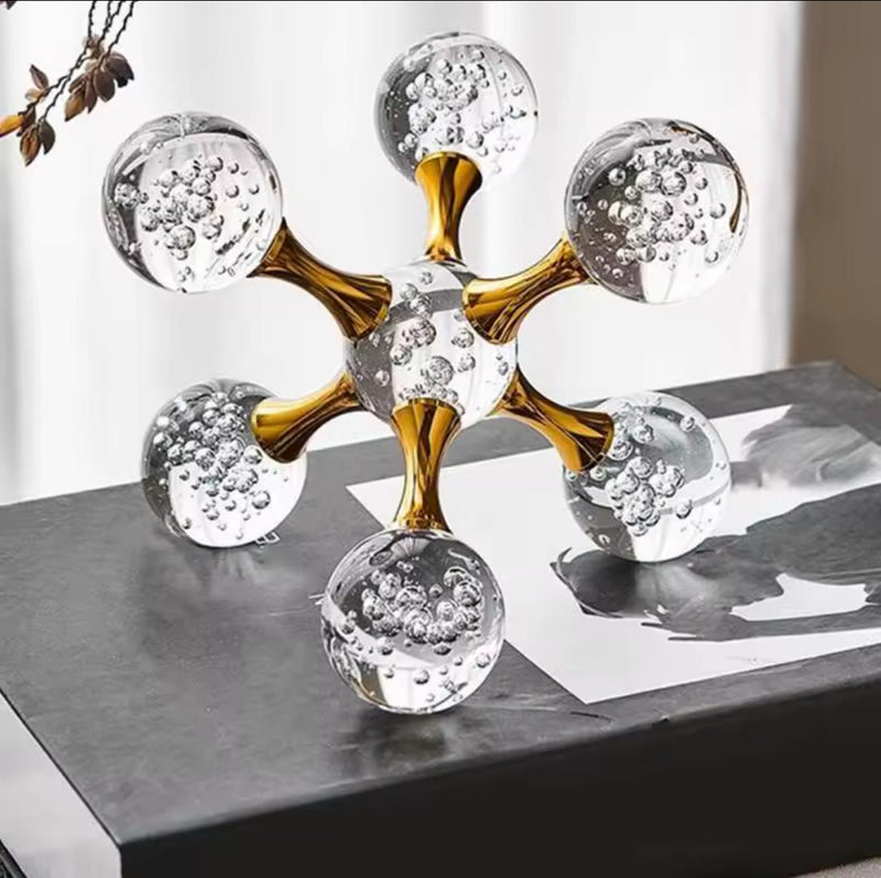 Golden Crystal Molecule Sculptures