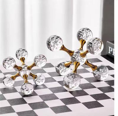Golden Crystal Molecule Sculptures
