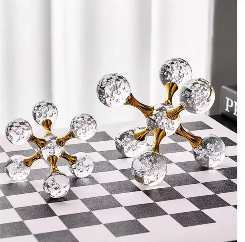 Golden Crystal Molecule Sculptures