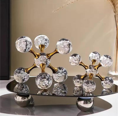 Golden Crystal Molecule Sculptures