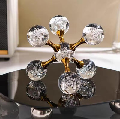 Golden Crystal Molecule Sculptures
