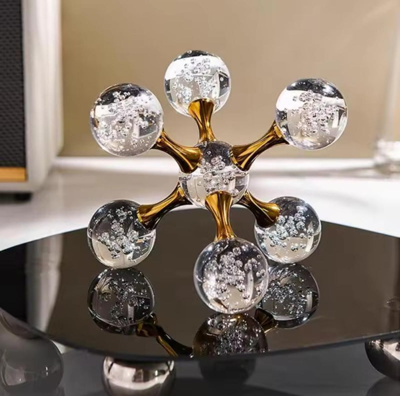 Golden Crystal Molecule Sculptures