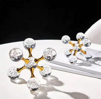 Golden Crystal Molecule Sculptures