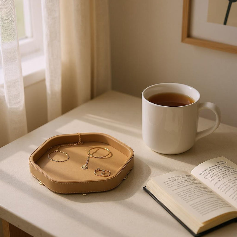 Chestnut Elegance Leather Tray Set (2-Piece)
