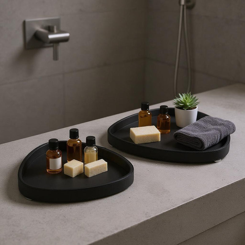 Onyx Triangle Leather Tray Set (2-Piece)
