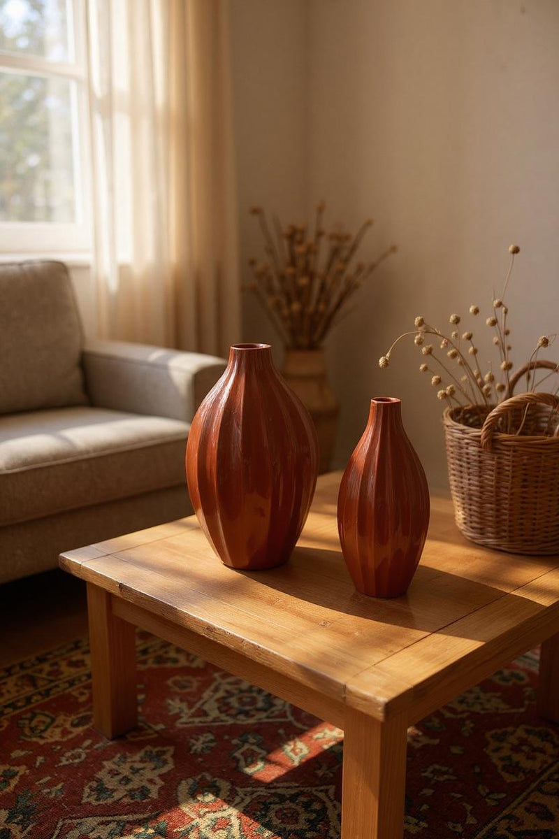 Crimson Crest Scarlet Table Vases