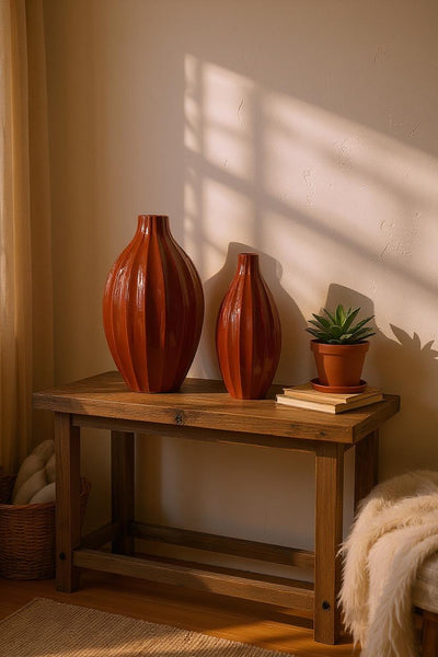 Crimson Crest Scarlet Table Vases