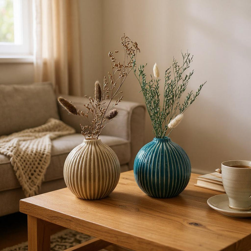 Whispering Spheres Textured Vases