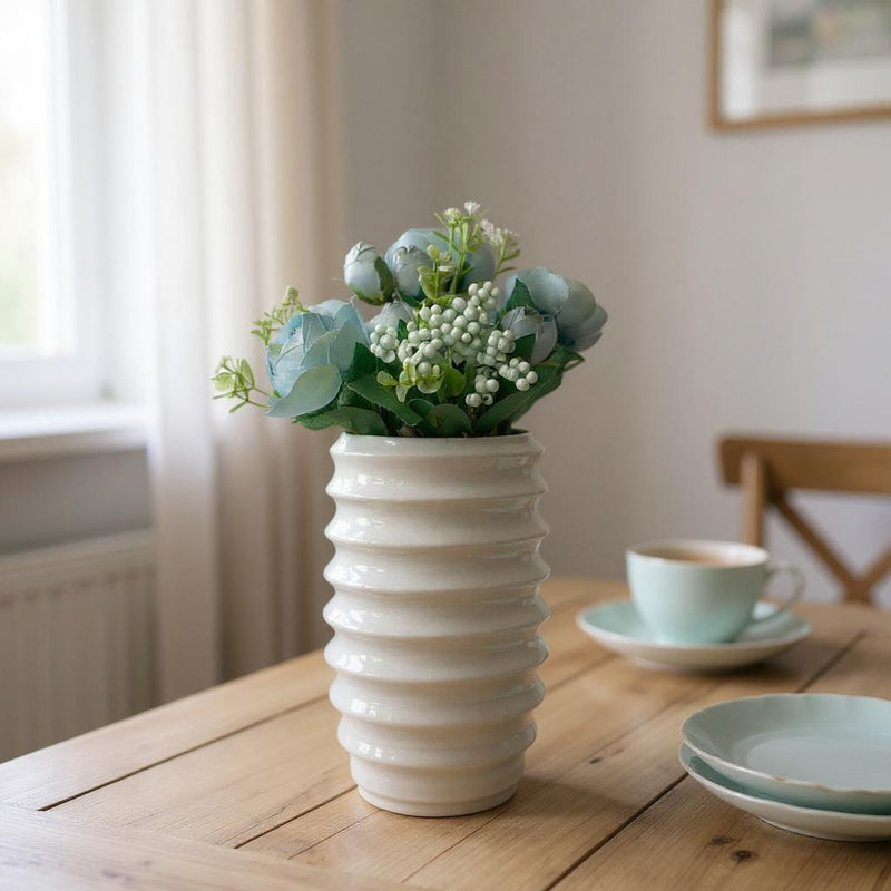 Strata Gloss Vases – Crimson & Cloud Duo