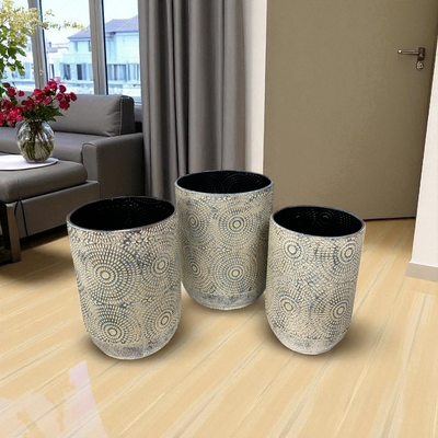 Textured Metal Pattern Decorative Vases Planters