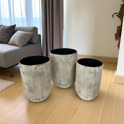Textured Metal Pattern Decorative Vases Planters