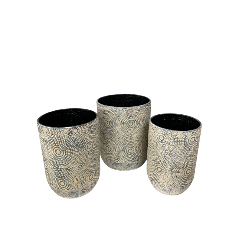Textured Metal Pattern Decorative Vases Planters