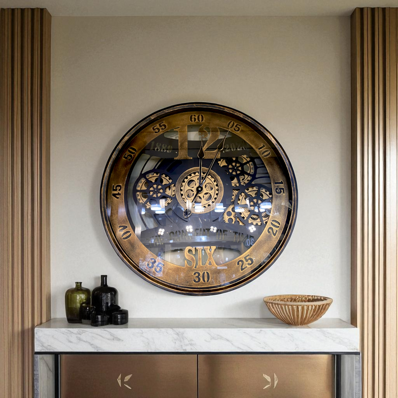 Antique Bronze Gear Wall Clock
