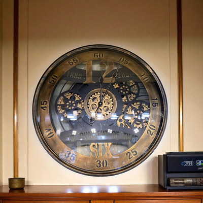Antique Bronze Gear Wall Clock