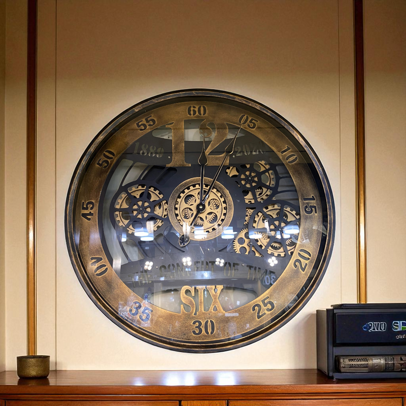 Antique Bronze Gear Wall Clock