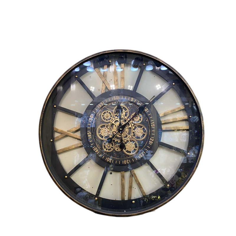 Large Roman Numeral Gear Wall Clock