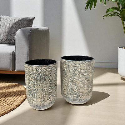 Textured Metal Pattern Decorative Vases Planters