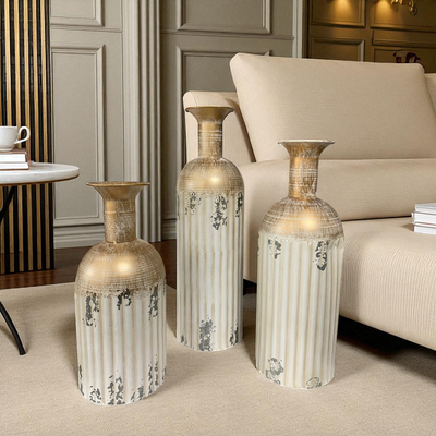 Vintage White & Gold Decorative Vases
