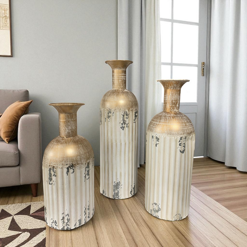Vintage White & Gold Decorative Vases