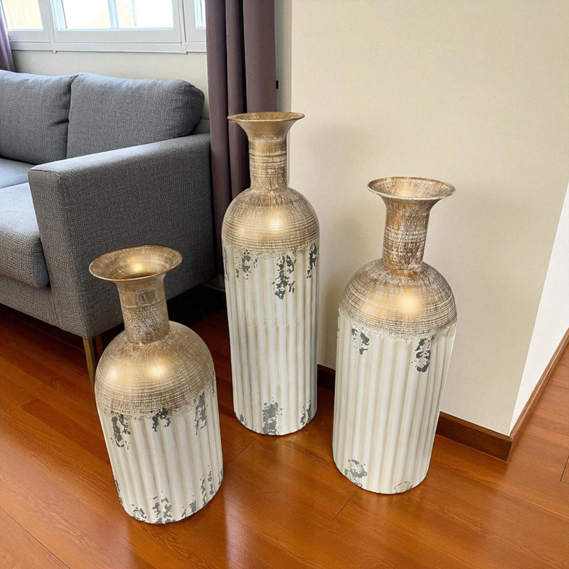 Vintage White & Gold Decorative Vases