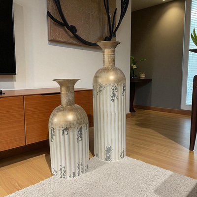 Vintage White & Gold Decorative Vases