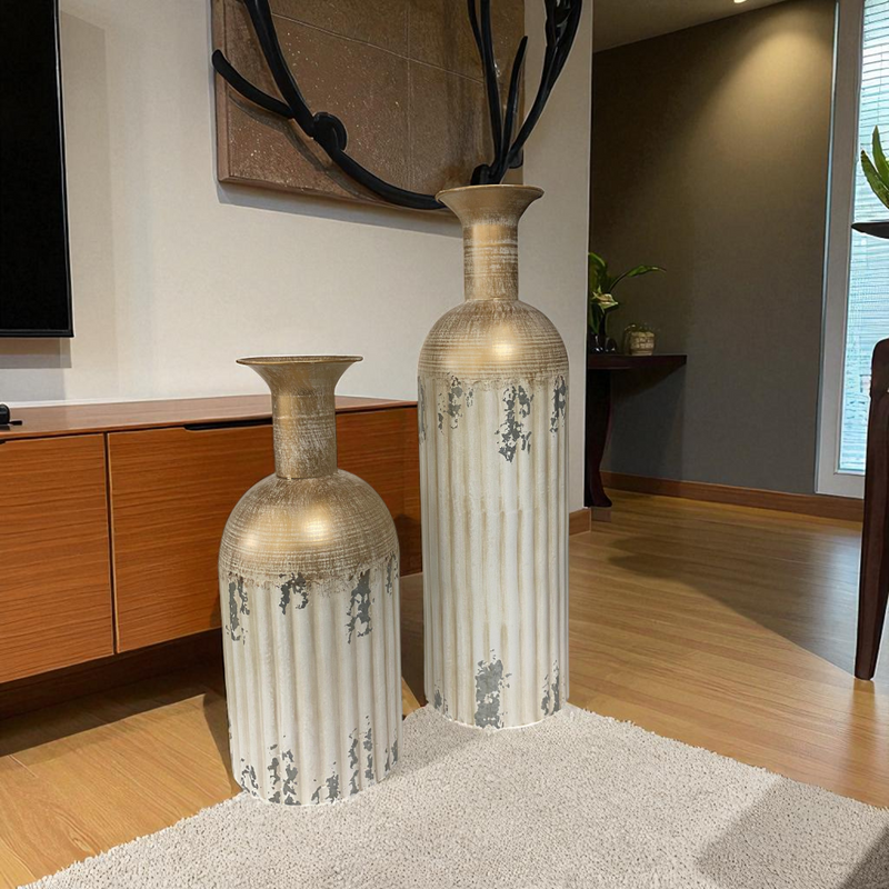 Vintage White & Gold Decorative Vases